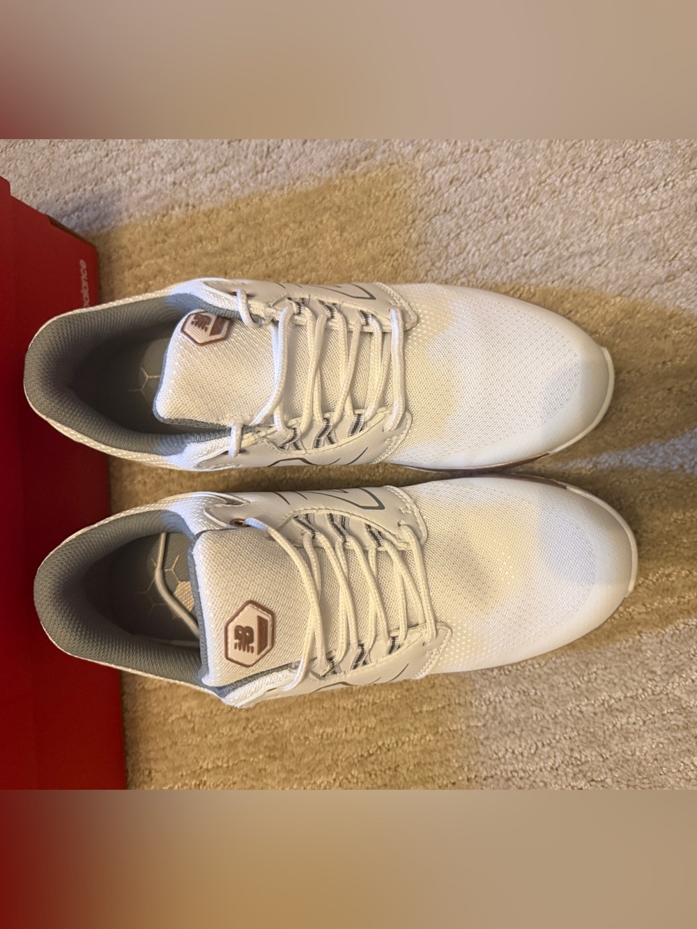 New Balance Women’s White and Rose Gold Athletic Sneakers - golf shoes - Picture 3 of 8